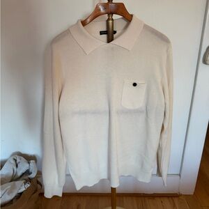 Men's Cashmere Cream Polo Collar Sweater